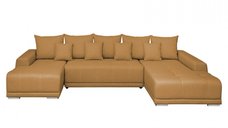 Coltar MARIBO U extensibil, cu arcuri si lada depozitare, colt dreapta, galben, 350x203x90 cm