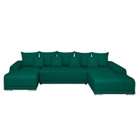 Coltar MARIBO U extensibil, cu arcuri si lada depozitare, colt dreapta, verde inchis, 350x203x90 cm - 1