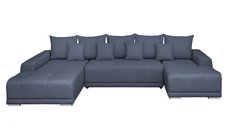 Coltar MARIBO U extensibil, cu arcuri si lada depozitare, colt stanga, albastru, 350x203x90 cm