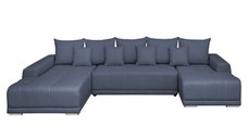 Coltar MARIBO U extensibil, cu arcuri si lada depozitare, colt stanga, albastru, 350x203x90 cm