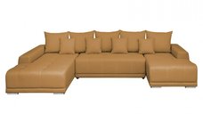 Coltar MARIBO U extensibil, cu arcuri si lada depozitare, colt stanga, galben, 350x203x90 cm