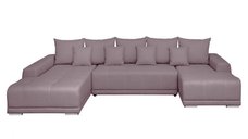 Coltar MARIBO U extensibil, cu arcuri si lada depozitare, colt stanga, gri maroniu, 350x203x90 cm