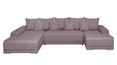 Coltar MARIBO U extensibil, cu arcuri si lada depozitare, colt stanga, gri maroniu, 350x203x90 cm