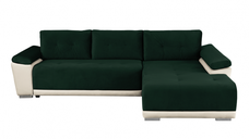 Coltar MODENA extensibil, cu arcuri si lada depozitare, colt dreapta, bej + verde, 282x205x92 cm