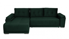 Coltar MODENA I extensibil, cu arcuri si lada depozitare, colt stanga, verde smarald, 282x205x92 cm