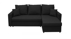 Coltar NICOLE extensibil, cu lada depozitare, colt interschimbabil, negru, 225x145x82 cm