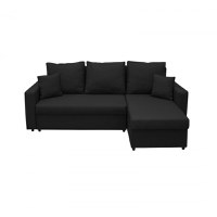 Coltar NICOLE extensibil, cu lada depozitare, colt interschimbabil, negru, 225x145x82 cm - 1