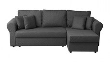 Coltar SARA II extensibil, cu lada depozitare, colt interschimbabil, gri inchis, 248x143x83 cm