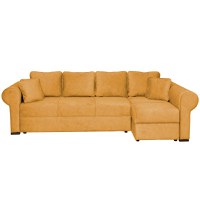 Coltar SEUL XL extensibil, cu arcuri si lada depozitare, colt dreapta, mustar, 290x145x95 cm - 1