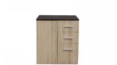 Comoda ALMA, 1 usa, 3 sertare, corp sonoma inchis, fronturi sonoma deschis, 70x40x82 cm