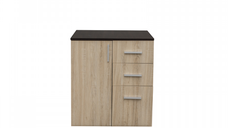 Comoda ALMA, 1 usa, 3 sertare, corp sonoma inchis, fronturi sonoma deschis, 70x40x82 cm