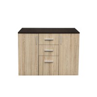 Comoda ALMA, 2 usi, 3 sertare, corp sonoma inchis, fronturi sonoma deschis, 105x40x82 cm - 1