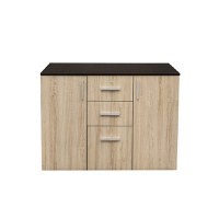 Comoda ALMA, 2 usi, 3 sertare, corp sonoma inchis, fronturi sonoma deschis, 105x40x82 cm - 1