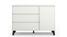 Comoda BORG, 1 usa, 3 sertare, alb, 110x38,8x78,4 cm