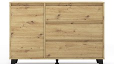 Comoda BORG, 1 usa si 3 sertare, stejar artisan, 110x38,8x78,4 cm