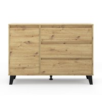 Comoda BORG, 1 usa si 3 sertare, stejar artisan, 110x38,8x78,4 cm - 1