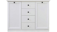 Comoda BRANDSON, 2 usi, 4 sertare, alb, 119x41x88 cm