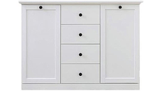 Comoda BRANDSON, 2 usi, 4 sertare, alb, 119x41x88 cm
