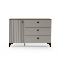 Comoda DOMINICA, 1 usa, 3 sertare, taupe + stejar silverjack, 120x41x81 cm - 1