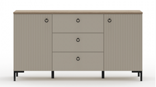 Comoda DOMINICA, 2 usi, 3 sertare, taupe + stejar silverjack, 150x41x81 cm