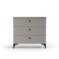 Comoda DOMINICA, 3 sertare, taupe + stejar silverjack, 85,5x41x81 cm - 1