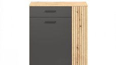 Comoda ESTEBAN, 2 usi, 1 sertar, grafit + stejar evok, 80,1x36x88 cm