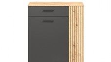 Comoda ESTEBAN, 2 usi, 1 sertar, grafit + stejar evok, 80,1x36x88 cm