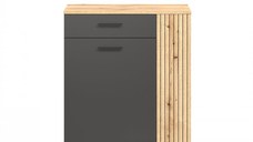 Comoda ESTEBAN, 2 usi, 1 sertar, grafit + stejar evok, 80,1x36x88 cm