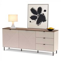 Comoda EVO, 2 usi, 3 sertare, casmir + stejar castello, 183,4x40x75,2 cm - 1