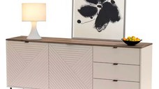 Comoda EVO, 2 usi, 3 sertare, casmir + stejar castello, 183,4x40x75,2 cm