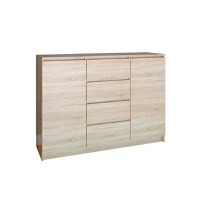 Comoda FLORA, 2 usi, 4 sertar, corp si fronturi sonoma deschis, 120x40x97 cm - 1