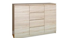 Comoda FLORA, 2 usi, 4 sertar, corp si fronturi sonoma deschis, 120x40x97 cm