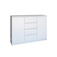 Comoda FLORA, 2 usi, 4 sertare, corp si fronturi alb, 120x40x97 cm - 1