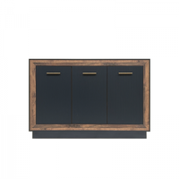 Comoda FOX12, 3 usi, corp eger, fronturi MDF eger + negru, 135x39x91 cm - 1