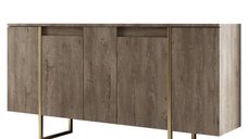 Comoda LUXE din nuc si auriu, dimensiuni 160x35x80 cm