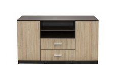 Comoda LUXOR, 2 usi, 2 sertare, corp sonoma inchis, fronturi sonoma deschis, 140x40x80 cm