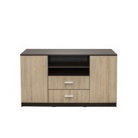 Comoda LUXOR, 2 usi, 2 sertare, corp sonoma inchis, fronturi sonoma deschis, 140x40x80 cm - 1