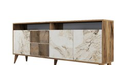 Comoda MILAN din nuc si alb, dimensiuni 180x35x78 cm