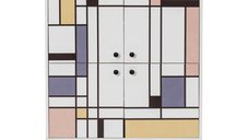 Comoda MULTILUX MIDIA, 95 x 36 x 111 cm, alb, maro, mov si galben