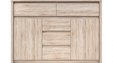 Comoda NORTON, 2 usi, 5 sertare, stejar sonoma, 127x40x92 cm