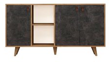 Comoda PLANKY, stejar + gri inchis, 140x40x86 cm
