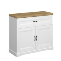 Comoda RIVA, 2 usi, 1 sertar, alb + stejar harbor, 102,7x41x91,3 cm - 1