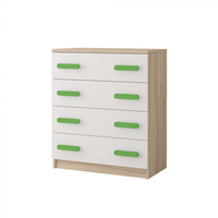 Comoda SMYK III - 02, 4 sertare, corp sonoma, front alb, verde, 80x40x93 cm - 1