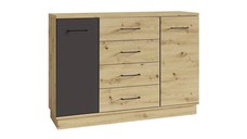 Comoda SNAKE SN 12, 2 usi, 4 sertare, artisan + grafit, 130x37x92 cm