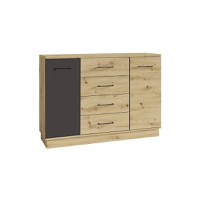 Comoda SNAKE SN 12, 2 usi, 4 sertare, artisan + grafit, 130x37x92 cm - 1