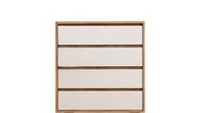 Comoda SUVERA cu 4 Sertare, Stejar si Alb, Dimensiuni 70x40x86 cm