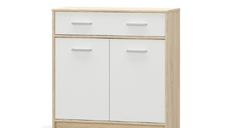 Comoda TIPS, 2 usi, 1 sertar, stejar sonoma + alb, 83,4x34,3x85,5 cm