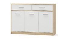 Comoda TIPS, 3 usi, 2 sertare, stejar sonoma + alb, 123,2x34,3x85,5 cm