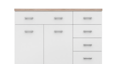 Comoda TOP MIX, 2 usi, 5 sertare, alb, 120x33x85 cm