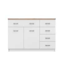 Comoda TOP MIX, 2 usi, 5 sertare, alb, 120x33x85 cm - 1
